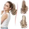 S-noilite Coda Cavallo con Pinza 30cm Ricci Ondulati Naturali Capelli Sintetici Posticci Extension Coda di Cavallo per Donna,Biondo Sabbia mix Biondo Decolorato