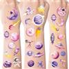 INCOK Two The Moon - Tatuaggi temporanei di compleanno - 280+ spazio esterno, decorazioni per il secondo compleanno per ragazza, luna rosa, stella, astronauta, tatuaggi adesivi per bambini di 2 anni, spazio