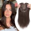 S-noilite Hair Topper Capelli Clip Extension 15 * 15cm Toppers Sintetici per Capelli Sottili Hair Toupet Donna Frontale Extension Lisci Posticci Fringe Toupee,35cm Marrone scuro