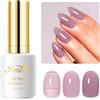 Imtiti Viola Smalto Semi Permanente, 15ml French Semi Permanente Viola Chiaro Cristallo Gel Nail Polish Gelatina Smalto Per Unghie Gel Semi Permanenti Manicure Soak Off UV Led