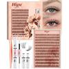 Higu clace Set di extension per ciglia, 10-16 mm, 132 pezzi, fai da te | Set di ciglia a grappolo con colla per ciglia, pinzette, extension per ciglia, per un look naturale, fai da te a casa (set-B)