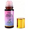 Liillya Olio di ricino Bio Roll-On con quarzo rosa - 100% puro, pressato a freddo, senza esano, idratante naturale per viso, corpo, capelli, ciglia e sopracciglia, flacone in vetro ambrato, 50 ml