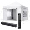 VOUNOT® Gazebo Pieghevole 3x3m Rinforzato, 4 Pareti Laterali e Finestre, Gazebo da Giardino con Borsa da Trasporto con Ruote e Sacchi di Sabbia, Tenda per Esterno, Campeggio ed Eventi, Bianco