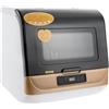 Gdetnysty Mini lavastoviglie da tavolo, piccola anche per l'asciugatura residua o raffreddata ad aria, disponibile in autoportante, senza foratura, 3 programmi, 4-6 set, 800 W, oro