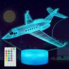 POSSHE Luce notturna a forma di aeroplano, idea regalo, luce notturna con illusione 3D con 16 colori che cambiano, telecomando con timer, decorazione per la stanza dei bambini per vacanze, compleanni