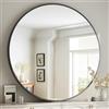 BEAUTYPEAK - Specchio rotondo da 50 cm in nero, specchio da parete anti-rottura con cornice in alluminio, specchio da bagno da appendere e appoggiare, specchio da parete rotondo per camera da letto