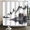 SDOTPMT 105x160cm Paesaggio della campagna Tenda doccia montagna nebbiosa Cliff Vasca bagno Tenda all'aperto Idillico Scenery Vasca bagno Tenda per decorazione bagno con ganci