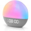 Focenat Sunrise alarm clock,Wake Up Light,Luce Sveglia da Comodino,Sveglia alba,Sveglia Simulazione Dell'alba,20 Luminosità,10 Colori,24 Suoni Naturali,Funzione snooze,Radio FM,Per Adulti e Bambini