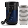 KATLKIU Thermos per Alimenti Caldi 2.6L, con 4 Compartimenti Separati, Contenitore Termico per Alimenti Caldi, Porta Pranzo Termico per Lavoro, Studenti e Lavoratori, Con Posate e Borsa Termica(Blu)
