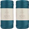S SENSY Sensy Premium - Confezione da 2 cordoncini in poliestere da 2 mm, 230 metri, 100% polipropilene, per macramè, 2 mm, per uncinetto, macramè, uncinetto, filo per lavori a maglia (pavone)