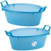 Sicignano Casalinghi Ingrosso Casalinghi Sicignano | Bacinella Ovale in Polietilene - Idonea al Contatto Alimentare - Multiuso Cucina, Lavanderia, Giardinaggio e Pulizie Domestiche - Resistente, Leggera e Colorata (Azzurro, 2, 60 cm)