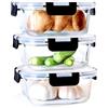 LNWSN Contenitori Ermetici per alimenti Vetro con coperchio - Ideale per Microonde, Forno, Frigo e Freezer - Contenitore Quadrato Meal Prep e Alimenti piccoli - Set Premium di 3 senza BPA - 800ml