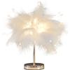 DUNMW Lampada da comodino creativa Mini lampada da tavolo in piuma bianca con fuochi d'artificio LED perline Lampada da tavolo in piuma Luce notturna Luce decorativa per camera da letto, soggiorno