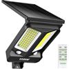 INTELAMP Lampade solari per esterni, sensore di movimento 180°, timer 2-12H, collegamento gruppo, 1200 lm / 6500 K, luce di sicurezza solare per esterni, IP65, impermeabile, per garage, cortile