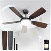 BLITZWILL Ventilatore da Soffitto con Luce, Ø132cm Ventilatori da soffitto con Illuminazione LED, Controllo App&Telecomando, 6 Velocità, 3 Colori Dimmerabile, 5 Pale, Silenzioso, Estate-Inverno,Timer