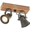 Lindby Faretto alogeno dimmerabile (Vintage) colore Marrone, in Legno ad es. Soggiorno & Sala da pranzo plafoniera con faretti faretto lampada a soffitto