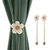 Lewondr Fermatende Raccoglitenda in Tessuto Lino Forma a Fiore 2 Pezzi con Calamita, Dimensione Filo, Accessori Tende, Decorazioni Finestre, Fermatende per Camera da Letto, Casa - Bianco + Biege
