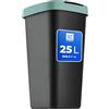 KADAX Pattumiera da 25 Litri Con Coperchio Basculante, Cestino in Plastica Robusto per la Raccolta dei Rifiuti (Nero/Verde)