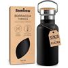 Bambaw Borraccia Termica 350ml, Borraccia Nera, Borraccia Acciaio, Termos Acqua Calda, Sport, Piccola, Inox Bambini - Nero Ebano