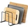 simplywire - Supporto per teglie e taglieri - Rastrelliera per coperchi, pentole e padelle - Organizer per credenze da Cucina - Acciaio Rivestito in plastica Nera