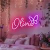 KADAFAGO Personalizzato Farfalla Nome Neon Sign per Bambini, Camera da letto della ragazza Cameretta Dormitorio Nome LED Neon Luce Farfalla Decorazione Della Parete