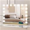 YU YUSING Specchio Trucco con Luci Hollywood, 80X62cm Specchio 18 Lampadine Led Trucco USB, 3 Temperature di Colore, Specchio da Tavolo 10X, Specchio Cosmetico da Parete, Angolo Arrotondato, Dorato