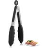 U-Taste Pinza da Cucina in Silicone: Resistente al Calore 250℃ con Punte in Gomma Antiaderente Ben Sigillate e Manico in Acciaio Rivestito in Silicone e Bloccaggio Liscio (Nero, 18cm)