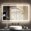HOMCOM Specchio Bagno Illuminato con Luci LED, 3 Temperature di Colori e Strato Antiurto, 100x60 cm Specchio da Parete Rettangolo Reversibile con Antiappannamento e Funzione Memoria, IP44, Trasparente