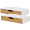 [en.casa] Set di 2 Mensole con Cassetto Consolle da Parete Mensole da Muro Comodini Sospesi con Cassetto Integrato 40 x 24 x 8 cm bambù - Bianco