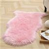 HEQUN Faux pelliccia di agnello di pecora tappeto, pelliccia sintetica decorativa Soffice Pelliccia di agnello imitazione Tappeto Longhair effetto pelliccia divano letto(60 X 90 CM, Rosa)