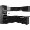 Vicco Cucina angolare completa R-Line, Nero lucido, 247 x 60 cm, PL Antracite, per una pianificazione cucina flessibile e un'estensione modulare