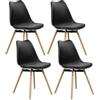 buybyroom Sedie Cucina Set da 4, Sedie Sala da Pranzo Moderne con Gambe in Legno Massello e Seduta Imbottita, Design Scandinavo Ergonomico, per Cucina, Sala Conferenze, Soggiorno e Ufficio, Nero