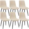 ANVOFONG Set Di 6 Sedie Da Pranzo,Sedia Da Cucina Con Piedi In Metallo Nero,Sedie Imbottite Con Tessuto Di Lino,Sedia Da Camera Da Letto Salotto,Beige