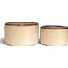 IlGruppone Set 2 Pouf Contenitore Rotondi in Velluto con Coperchio in Legno, Tavolino da Salotto Moderno, Pouf Contenitore Multiuso, Pouf Poggiapiedi, Tavolino Contenitore Salvaspazio - Crema
