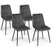 IDMarket - Set di 4 sedie da pranzo MILA in velluto grigio scuro