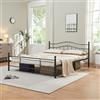 [en.casa] Struttura Letto in Acciaio con Testiera Alta Decorativa e Pediera Letto Matrimoniale con Zona di Riposo 160 x 200 cm Nero