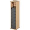 HOMCOM Mobile Bagno a Colonna con Porta Carta Igienica, Mobile Bagno Salvaspazio con Ripiano Regolabile in MDF e Bambù, 18x18x75cm, Color Bambù e Grigio