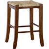 okAffareFatto di Zimbardi Costanza OKAFFAREFATTO MADDALONI Sgabello da bar basso in legno con seduta quandrata cm 30 x 30 in paglia in noce scuro h cm 47 nuovo già montato con gambe a sciabola