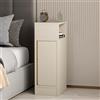 Homidea Buse - Comodino stretto con vano porta e ripiano aperto, montaggio a destra o a sinistra, salvaspazio, moderno armadietto per camera da letto (beige)