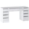 Vente-unique - Bureau avec 9 tiroirs - Blanc Brillant - JENEMI - avec Rangement
