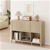 [en.casa] Credenza Bassa Mobile Contenitore con 3 Ante Decorative Push to Open e Scomparti Aperti Sideboard per Soggiorno Corridoio Studio 77x110x30 cm Effetto Rovere