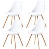 buybyroom Set di 4 sedie imbottite, da cucina, con seduta in legno massiccio, schienale per sala da pranzo, soggiorno, camera da letto, sala conferenze, bianco