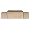IlGruppone Set 3 Pouf Contenitore Quadrati con Tavolino Rettangolare da Salotto in Velluto e Coperchio in Legno, 2 Pouf Interni Salvaspazio, Tavolino Contenitore- Crema