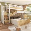 Dolamaní - Letto a castello con 2 letti, 90 x 200 cm e 140 x 200 cm, letto a soppalco con spazio di archiviazione, scala e protezione anticaduta, piano inferiore con letto a scomparsa idraulico, letto