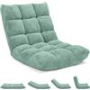 RELAX4LIFE Sedia da Terra in Velluto, Sedia Pieghevole con Schienale Inclinabile in 14 Livelli, Poltrona Imbottita Portatile per Soggiorno e Camera da Letto (Verde Chiaro, Velluto Corallo)