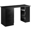 HOMCOM Scrivania con 3 Cassetti e 3 Ripiani 120x49x72 cm Nero | Scrivania Salvaspazio, Piano Ampia in Legno, Tavolo da Lavoro per Cameretta Studio Ufficio