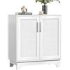 Yvsevnr Rattan Credenza Cucina Legno con 2 Ante, Mobile Cucina Moderno con Ripiano Regolabile, Credenza Buffet per Soggiorno, Sala, Bianco Armadietto Organizzatore 80 x 40 x 89 cm
