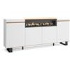 Skraut Home | Credenza, Mobile, Cucina | Madia, mobile ingresso | 200x87x35cm | 4 Porte | Camino elettrico | Design industriale | Stile moderno | Bianco e Rovere soft