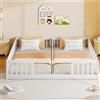 TOBIDOEN Letto a terra, 90 x 200 cm, con griglia di sicurezza, in legno, per famiglie con 2 bambini, gemelli, con rete a doghe, bianco