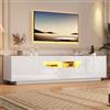 Merax Mobile TV con luce a LED, tavolo per TV lucido, moderno con 2 ante, 2 cassetti, scomparti aperti, supporto per TV fino a 75 pollici, per soggiorno, 180 cm, bianco